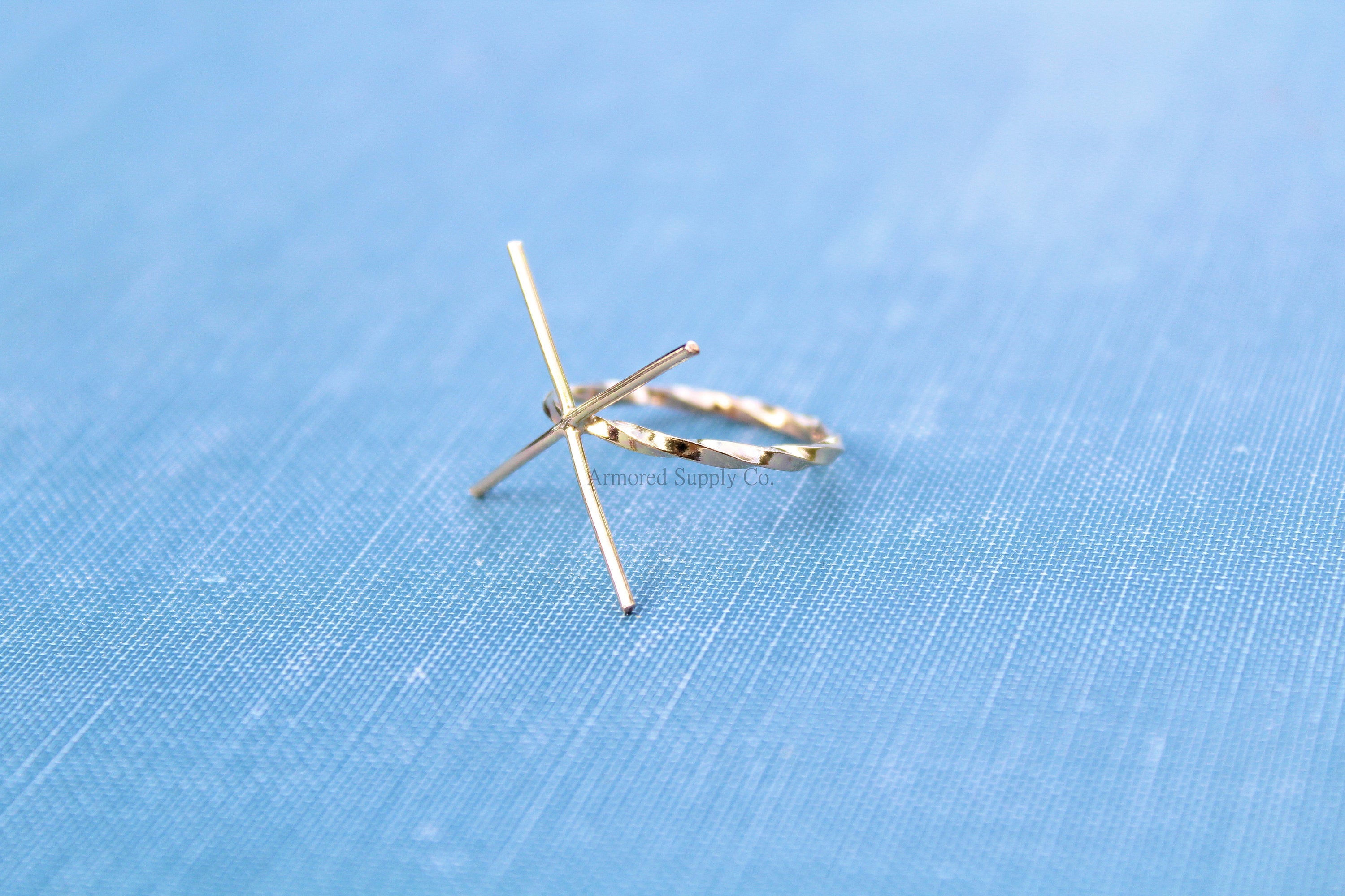 Gold Claw Ring Blank, Twist Band, 4 Prong Gold Band, Raw Stone Setting, Wholesale Rings, DIY Jewelry, Gold Ring Blanks, Jewelry Supplies