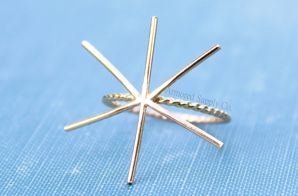 Gold Claw Rope Ring Blank, 6 Prong Raw Stone, Ring Setting, Wholesale Ring, Design Your Ring, DIY Jewelry, Ring Blanks, Jewelry Supplies