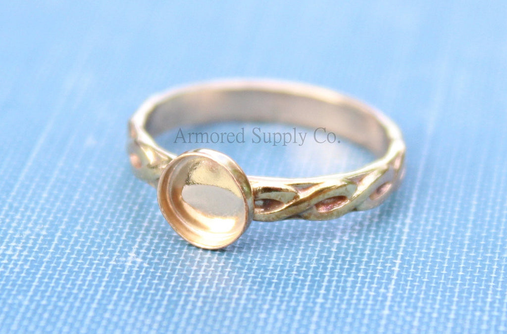Gold Celtic Infinity Bezel Cup Ring blank, Round Cabochon, Cabochon, Resin Pad, DIY jewelry supplies, build your ring, wholesale jewelry 6mm