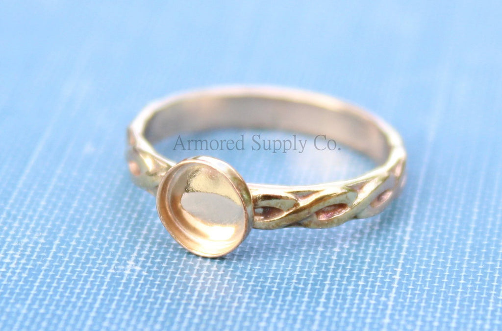 Gold Celtic Infinity Bezel Cup Ring blank, Round Cabochon, Cabochon, Resin Pad, DIY jewelry supplies, build your ring, wholesale jewelry 6mm