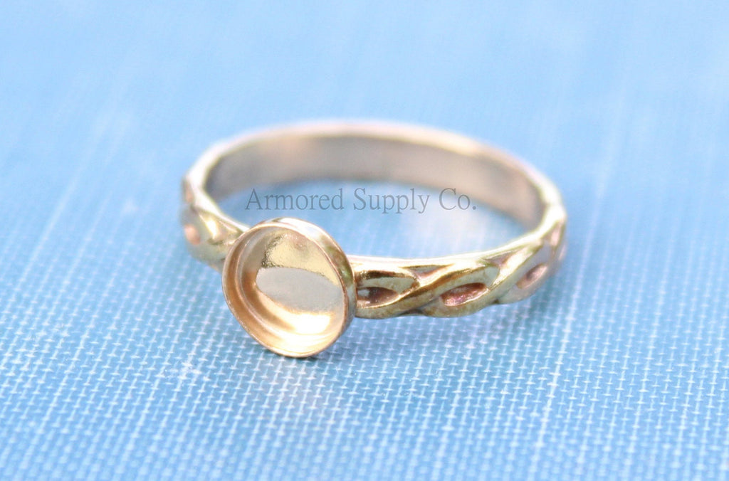 Gold Celtic Infinity Bezel Cup Ring blank, Round Cabochon, Cabochon, Resin Pad, DIY jewelry supplies, build your ring, wholesale jewelry 6mm