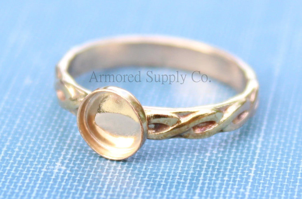 Gold Celtic Infinity Bezel Cup Ring blank, Round Cabochon, Cabochon, Resin Pad, DIY jewelry supplies, build your ring, wholesale jewelry 6mm