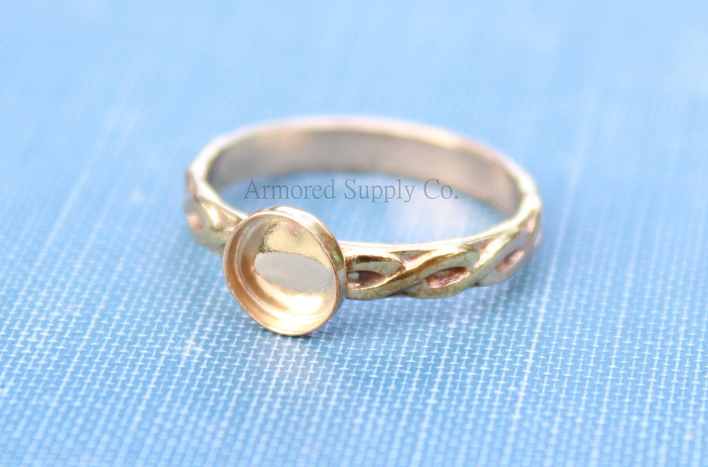 Gold Celtic Infinity Bezel Cup Ring blank, Round Cabochon, Cabochon, Resin Pad, DIY jewelry supplies, build your ring, wholesale jewelry 6mm