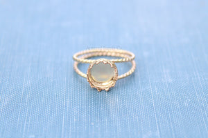 Gold Double Rope Band 8mm Crown Bezel Ring blank, Gold Round Cabochon Setting, jewelry supply, build your ring, wholesale jewelry, diy ring
