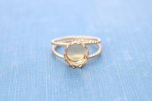 Gold Double Rope Band 8mm Crown Bezel Ring blank, Gold Round Cabochon Setting, jewelry supply, build your ring, wholesale jewelry, diy ring