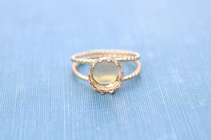 Gold Double Rope Band 10mm Crown Bezel Ring blank, Gold Round Cabochon Setting, jewelry supply, build your ring, wholesale jewelry, diy ring