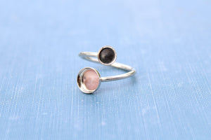Silver Bypass Adjustable Bezel Cup Ring blank, Round Cabochon, Breast Milk DIY jewelry supplies, build your own ring, wholesale jewelry