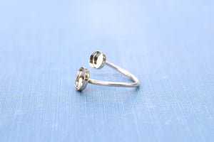 Silver Bypass Adjustable Bezel Cup Ring blank, Round Cabochon, Breast Milk DIY jewelry supplies, build your own ring, wholesale jewelry