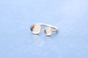 Silver Open Adjustable Bezel Cup Ring blank, Round Cabochon, Breast Milk DIY jewelry supplies, build your own ring, wholesale jewelry