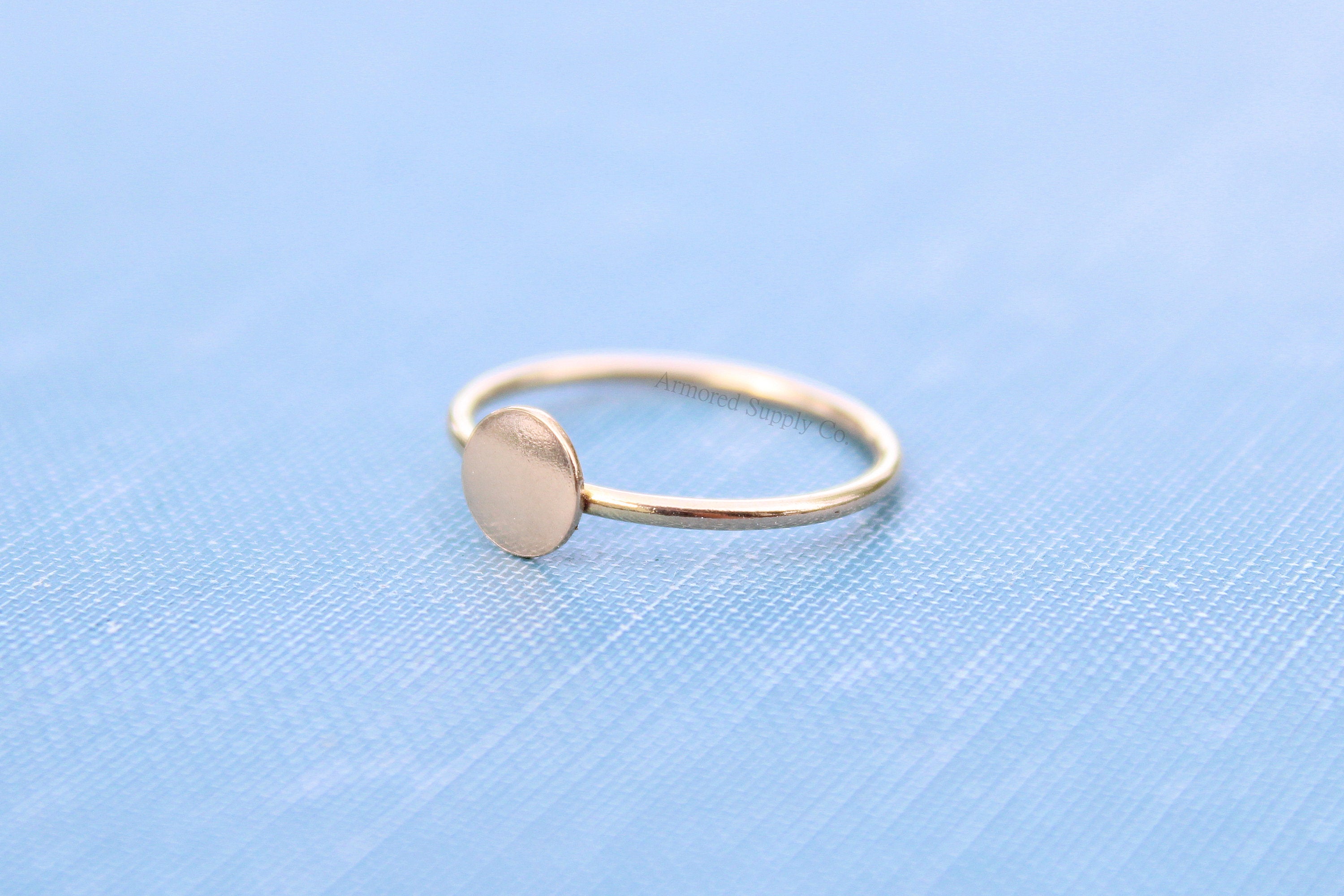 Yellow Gold Disc Pad Ring Blank, Round Cabochon, Resin Glue Pad Breast Milk, jewelry supplies, build your ring, wholesale jewelry, diy ring