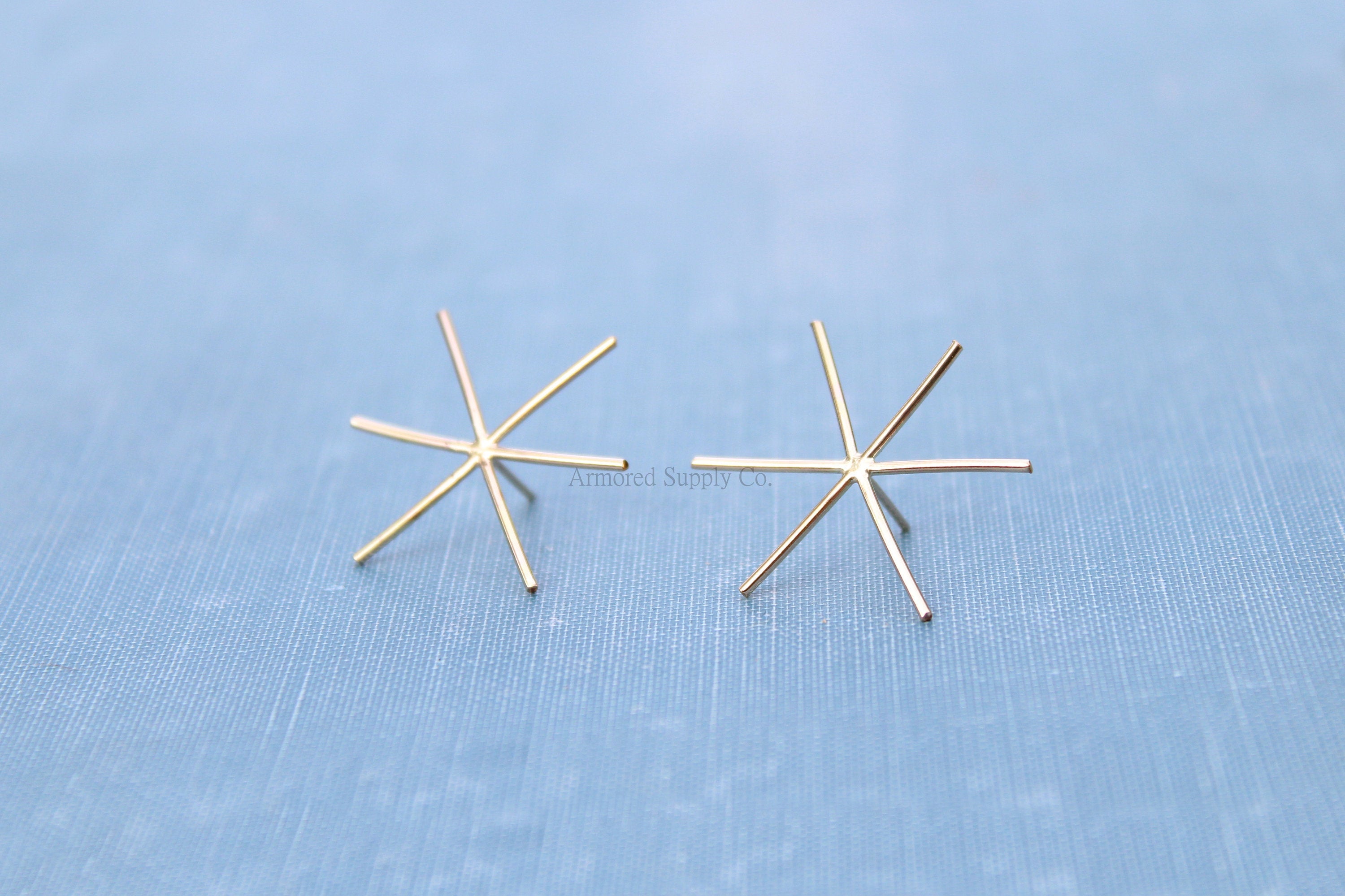 Gold Claw Prong Raw Stone Stud Earring Blanks, 6 Prong Setting, Wholesale Blanks, Gold Raw Stones, DIY Jewelry, Blanks, Jewelry Supplies