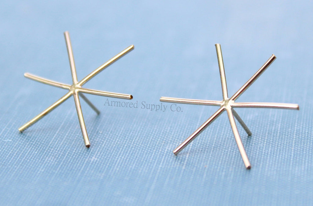 Gold Claw Prong Raw Stone Stud Earring Blanks, 6 Prong Setting, Wholesale Blanks, Gold Raw Stones, DIY Jewelry, Blanks, Jewelry Supplies