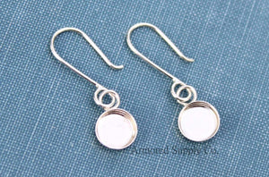 Silver Bezel Cup French Wire Earring Blanks, Cabochon Cab Setting, Wholesale Blanks, Raw Stones, DIY Jewelry, Blanks, Jewelry Supplies