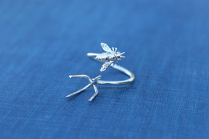 Silver Honey Bee Adjustable Claw Prong Ring blank, Claw Ring Setting, Breast Milk DIY jewelry supplies, build a ring, wholesale jewelry