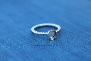 Silver Beaded Bezel Cup Ring blank, Round Cabochon, Cab Resin Pad Breast Milk, DIY jewelry supplies, build your ring, wholesale jewelry