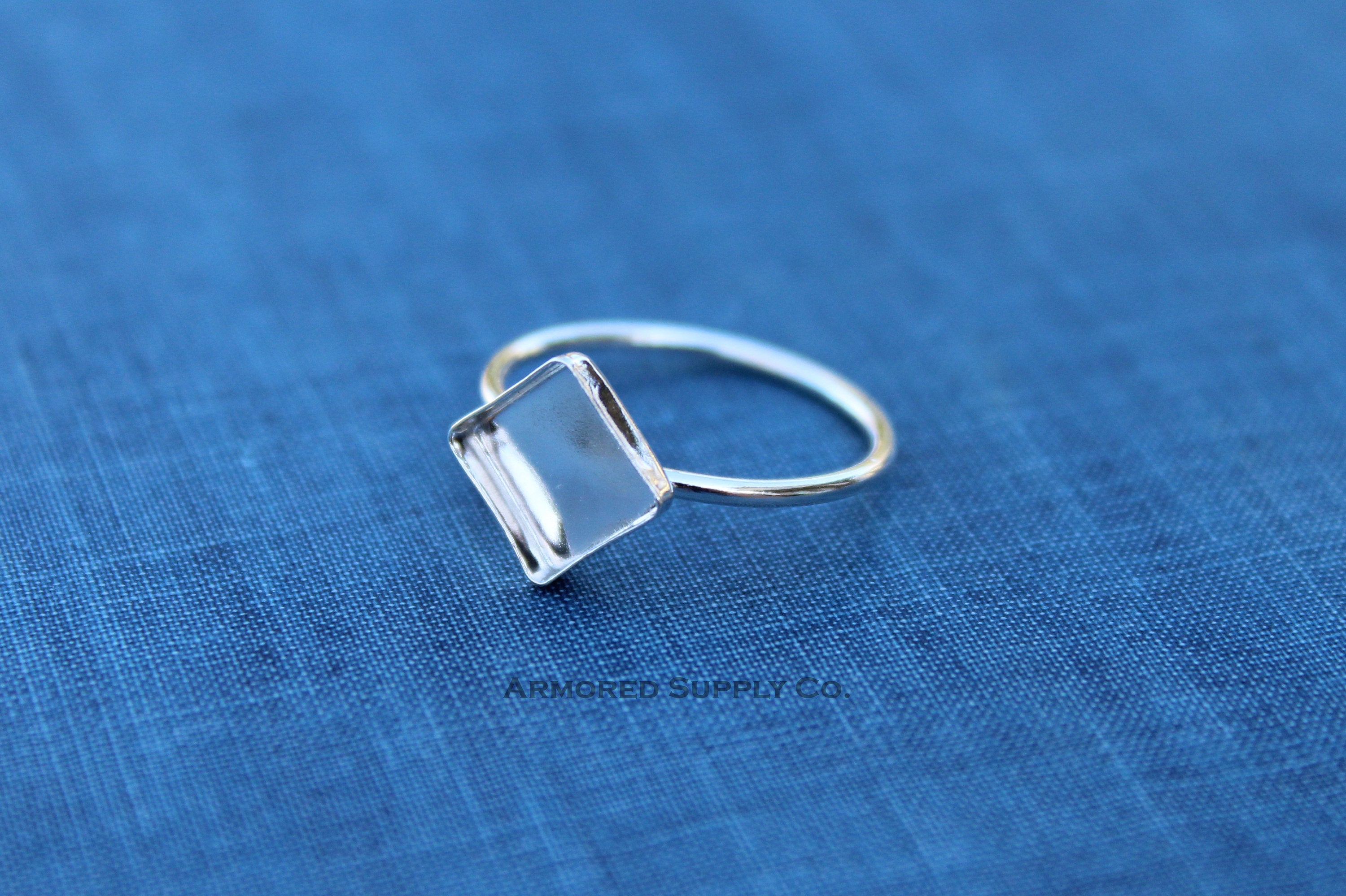 10mm Square Bezel Cup Ring blank, Square Cabochon, Cab Resin Glue Pad Breast Milk, DIY jewelry supply, build your ring, wholesale jewelry