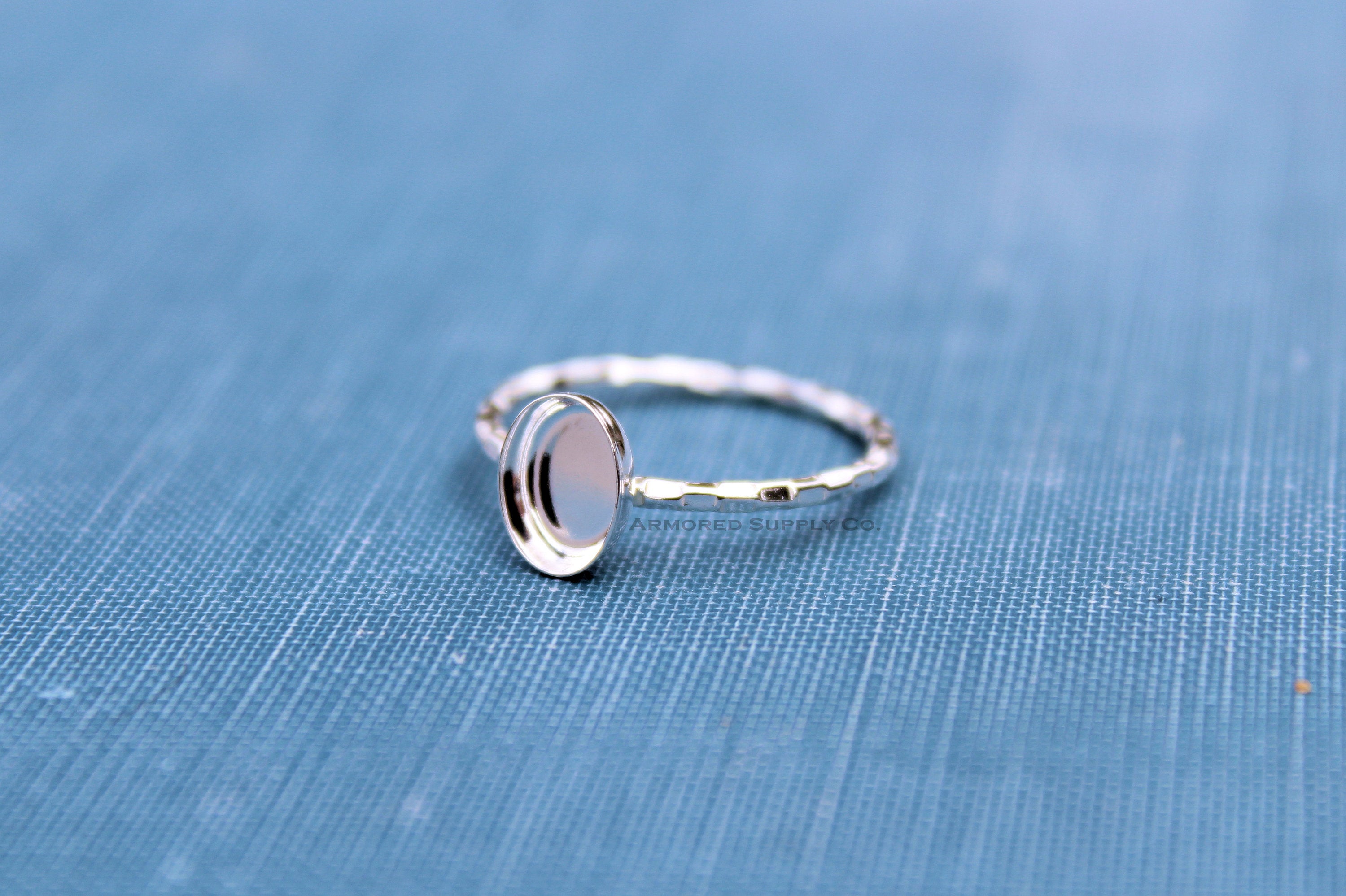 Silver Checkered Bezel Cup Ring blank, Oval Cabochon, Cab Resin Pad Breast Milk, DIY jewelry supplies, build your ring, wholesale jewelry