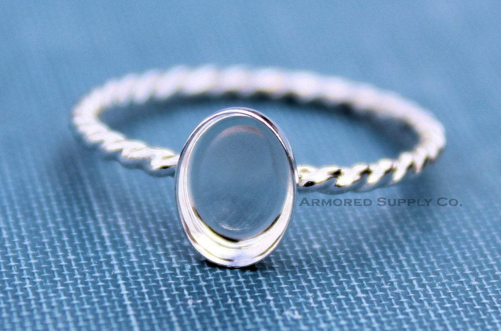 Silver Rope Oval Bezel Cup Ring blank, Oval Cabochon, Resin, Breast Milk, DIY jewelry supplies, build your ring, wholesale jewelry, diy ring