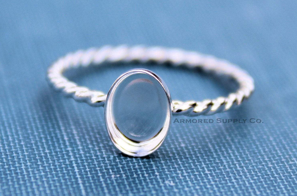 Silver Rope Oval Bezel Cup Ring blank, Oval Cabochon, Resin, Breast Milk, DIY jewelry supplies, build your ring, wholesale jewelry, diy ring