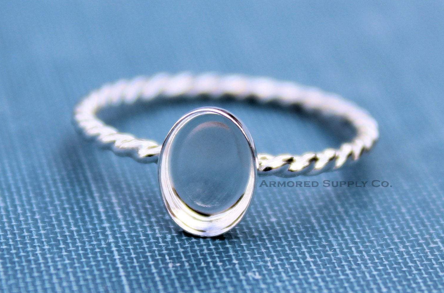 Silver Rope Oval Bezel Cup Ring blank, Oval Cabochon, Resin, Breast Milk, DIY jewelry supplies, build your ring, wholesale jewelry, diy ring