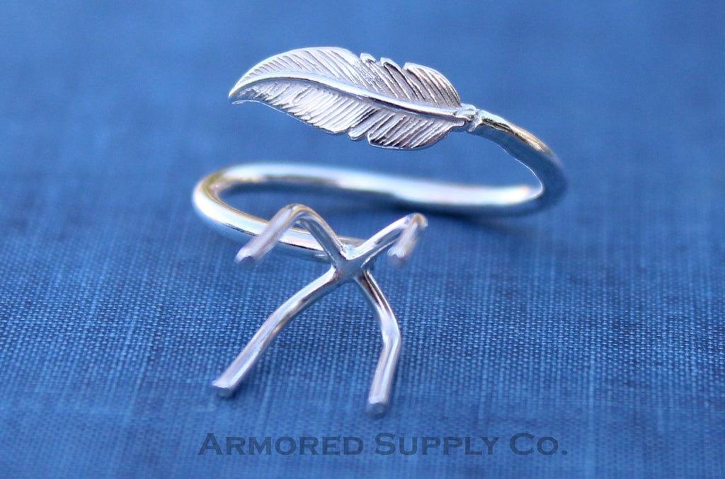 Silver Feather Adjustable Claw Prong Ring blank, Claw Ring Setting, Breast Milk DIY jewelry supplies, build a ring, wholesale jewelry