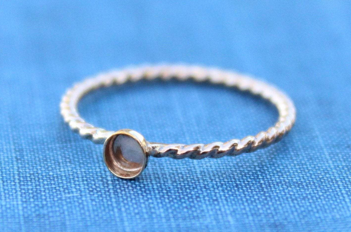 Gold Filled Rope 4mm Bezel Cup Ring blank, Round Cabochon, Cab Breast Milk, DIY jewelry supplies, build your ring, wholesale jewelry, diy