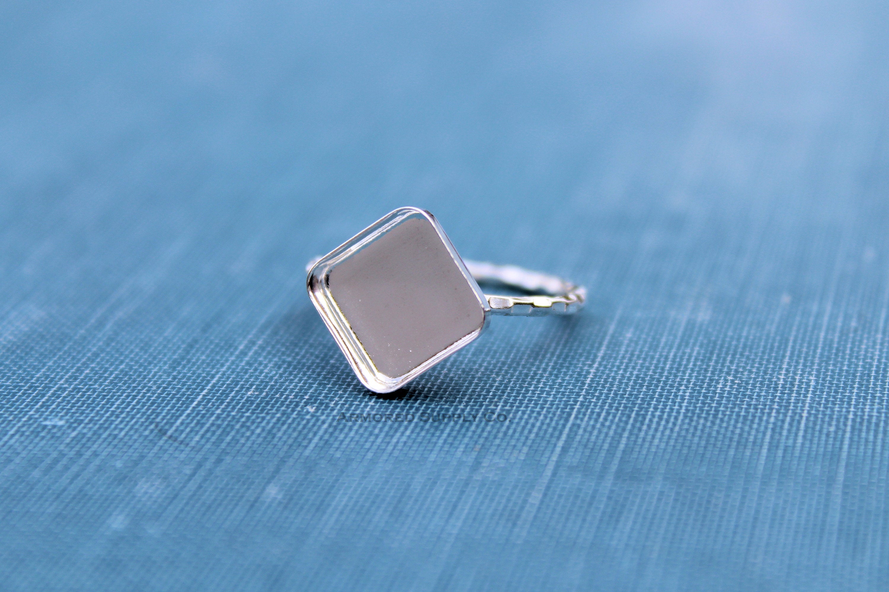 Silver Checkered Square Bezel Cup Ring blank, Cabochon, Cab Resin Pad Breast Milk, DIY jewelry supplies, build your ring, wholesale jewelry