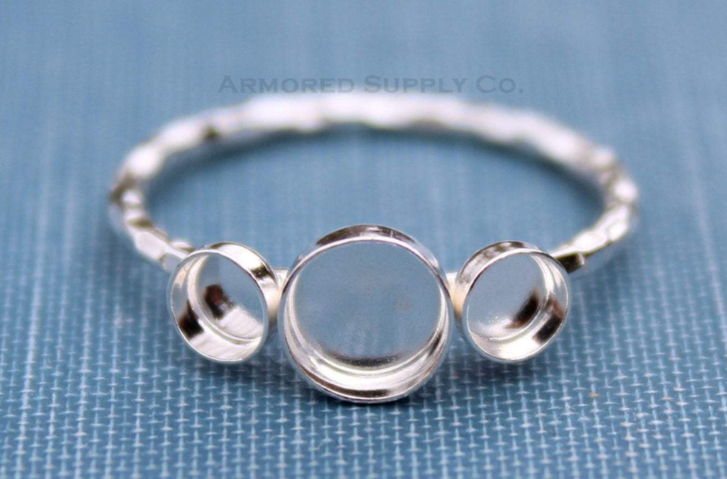 Triple Bezel Cup Checkered Ring Blank, Round Cabochon, Breast Milk, DIY jewelry supplies, build your ring, wholesale jewelry, diy ring