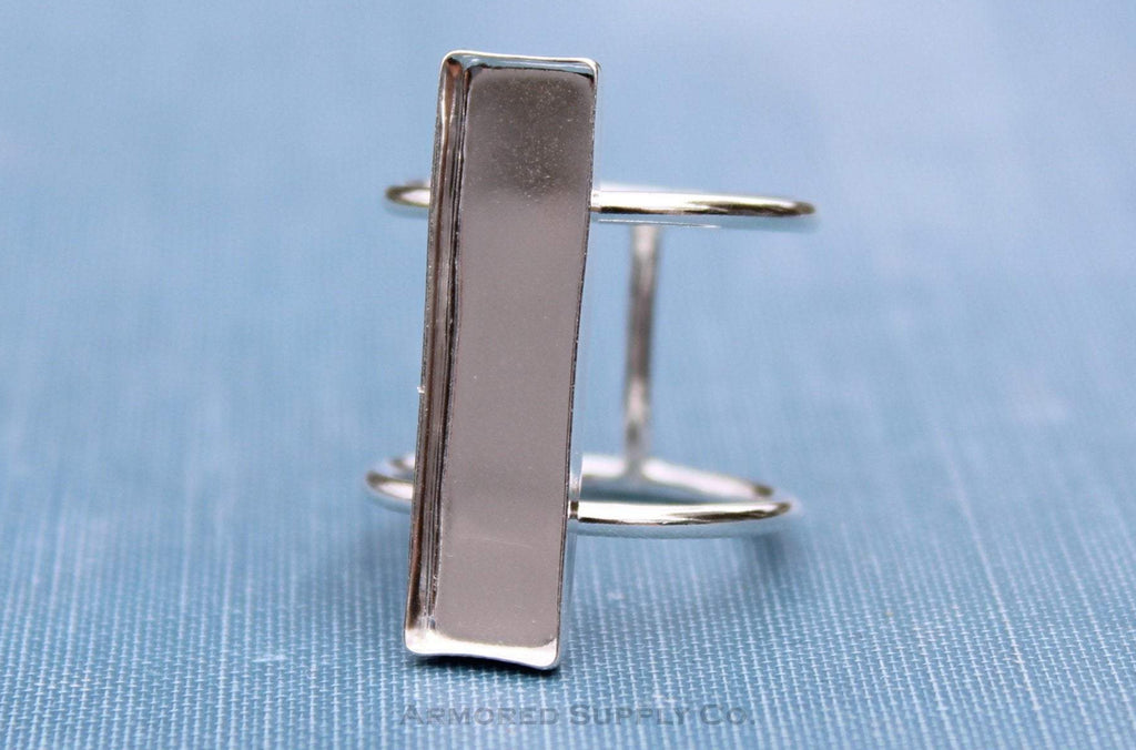 Silver Double Band Rectangle Bezel Cup Ring blank, Round Cabochon, Cab Resin Breast Milk, DIY jewelry supplies, wholesale jewelry, diy ring