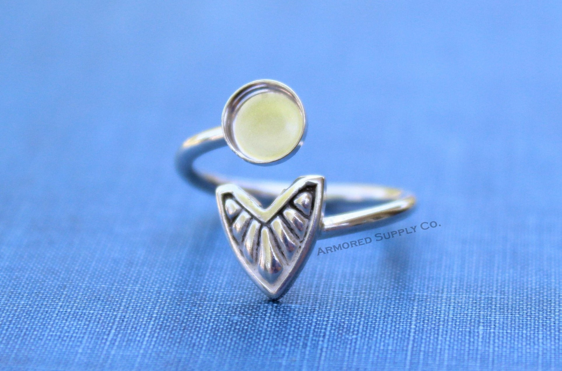 Silver Chevron Wrap Adjustable Bezel Cup Ring blank, Round Cabochon, Breast Milk DIY jewelry supplies, build a ring, wholesale jewelry