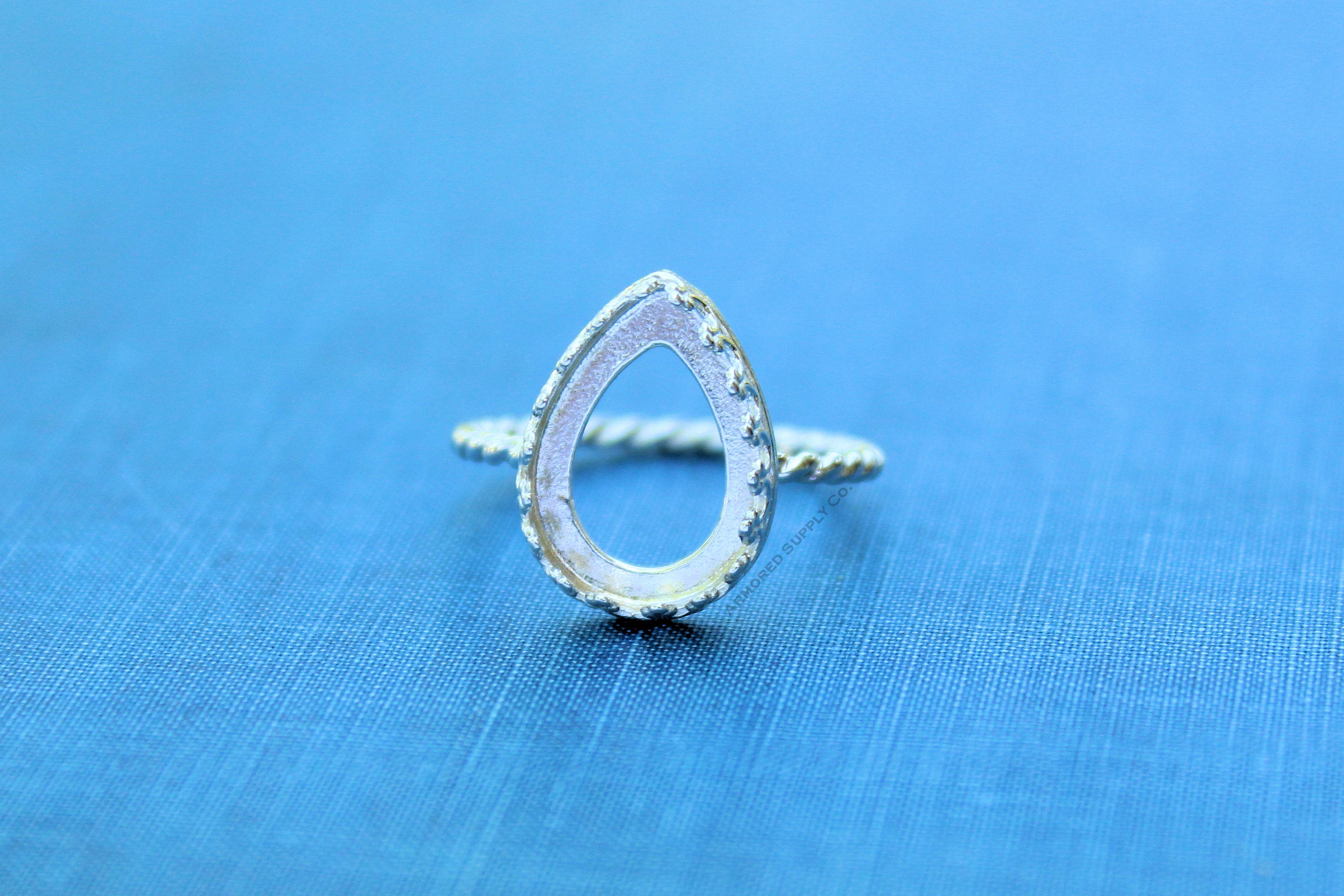 Crown Pear Tear Drop Bezel Cup Rope Ring blank, Cabochon Bezel, cab Resin, Breast Milk, DIY jewelry supplies, build ring, wholesale jewelry