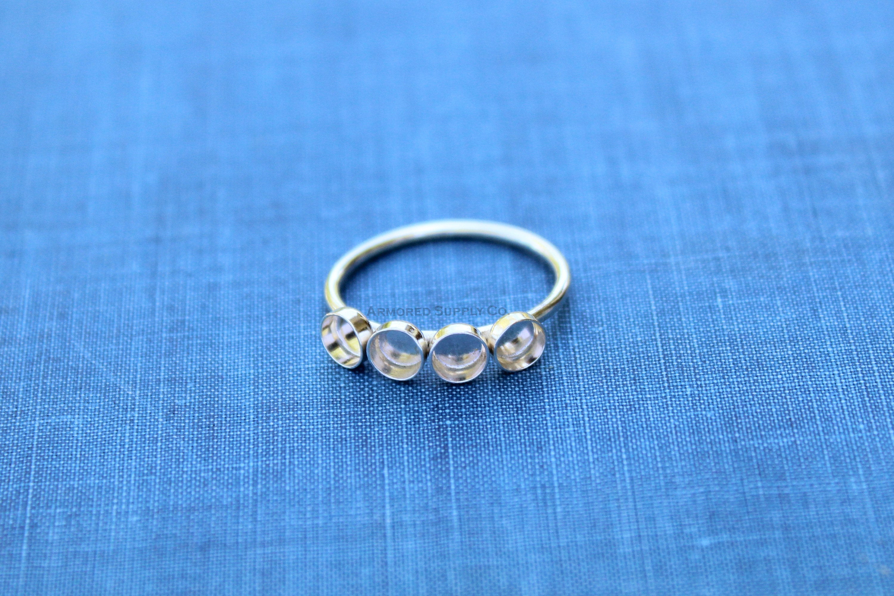 Four Bezel Cup Ring Blank, Round Cabochon, Resin Glue Pad Breast Milk, DIY jewelry supplies, build your ring, wholesale jewelry, diy ring