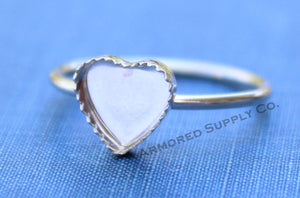 Silver 8mm 10mm 12mm Serrated Heart Bezel Cup Ring blank, Heart Cabochon, Pad Breast Milk, jewelry supplies, build ring, wholesale jewelry