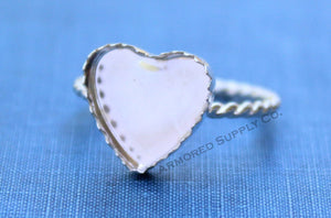 Silver 8mm 10mm 12mm Serrated Heart Bezel Cup  Rope Ring blank, Heart Cabochon, Breast Milk, jewelry supplies, build ring, wholesale jewelry