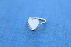 Silver 8mm 10mm 12mm Plain Heart Bezel Cup Rope Ring blank, Heart Cabochon, Pad Breast Milk, jewelry supplies, build ring, wholesale jewelry