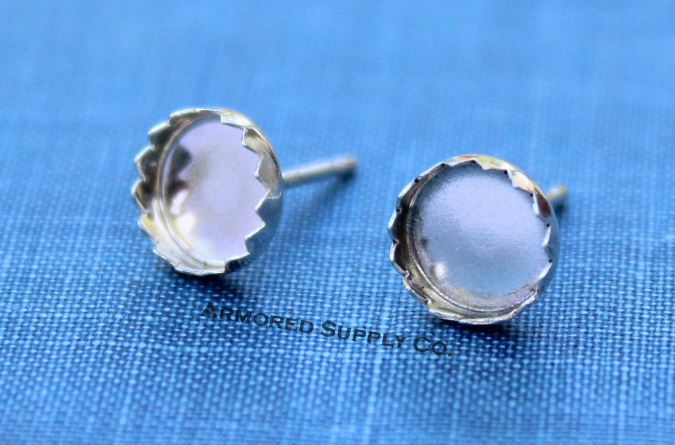 3mm Serrated Stud Earring Blanks, Blank Stud Settings, Wholesale Blanks, Silver Earrings, DIY Jewelry, Silver Blanks, Jewelry Supplies