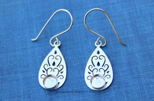 Silver Filigree Bezel Cup French Wire Earring Blanks, Cabochon Setting, Wholesale Blanks, Raw Stones, DIY Jewelry, Blanks, Jewelry Supplies