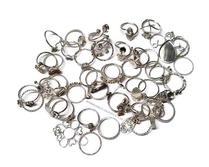 MYSTERY GRAB BAG, Silver Ring Setting, Bezel Ring, Jewelry Setting, Bezel Ring, Claw Setting, Claw Ring, Claw Pendant, Oval Bezel Settings