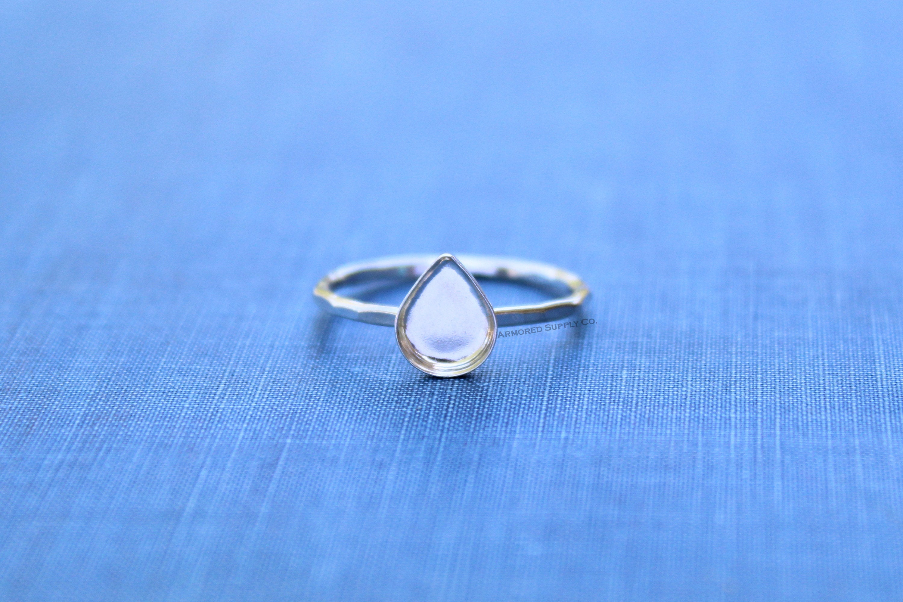 Silver Pear Tear Drop Bezel Cup Ring blank, Cabochon Bezel, Cab Resin, Breast Milk, DIY jewelry supplies, build your ring, wholesale jewelry