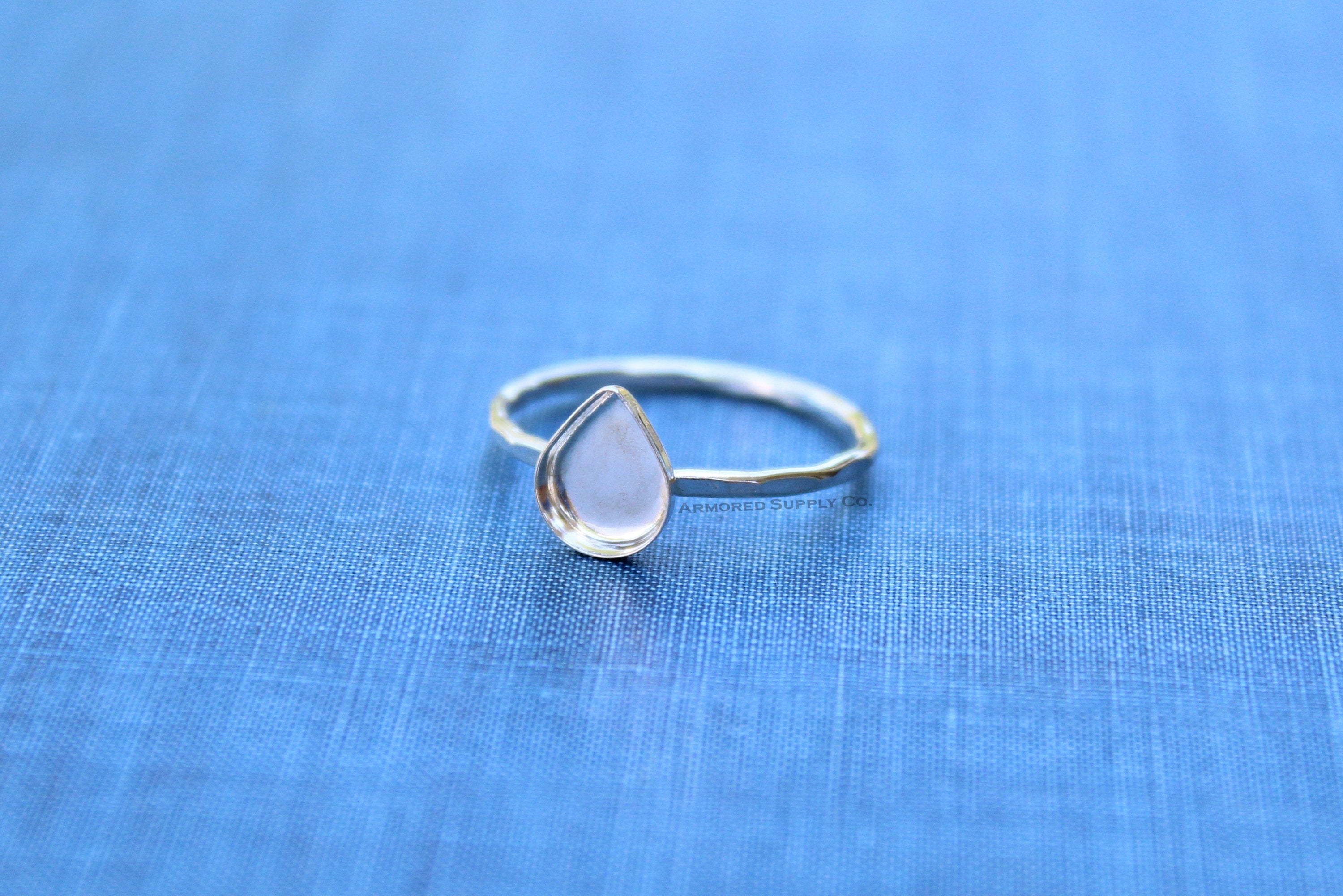 Silver Pear Tear Drop Bezel Cup Ring blank, Cabochon Bezel, Cab Resin, Breast Milk, DIY jewelry supplies, build your ring, wholesale jewelry