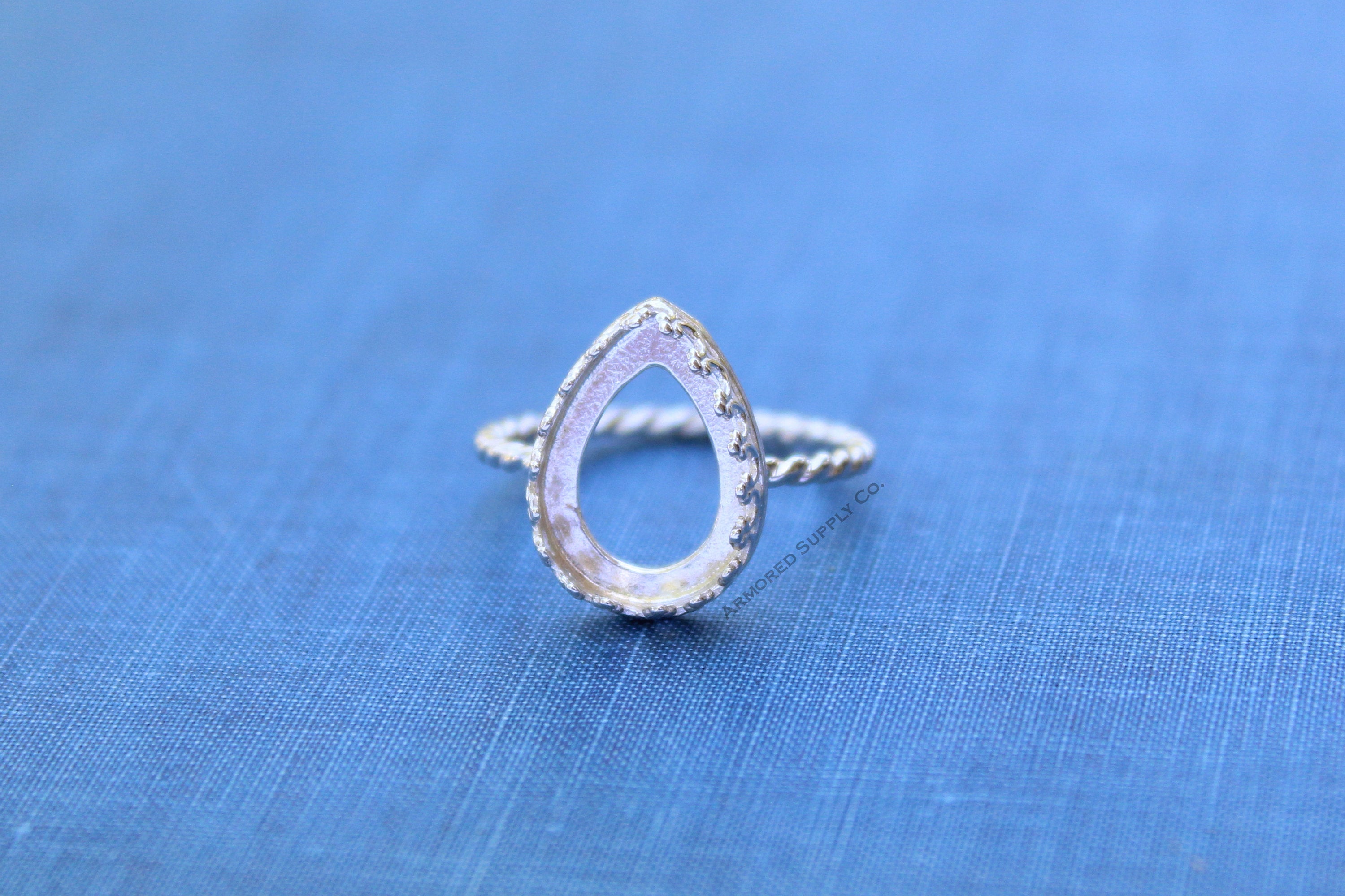 Crown Pear Tear Drop Bezel Cup Rope Ring blank, Cabochon Bezel, cab Resin, Breast Milk, DIY jewelry supplies, build ring, wholesale jewelry