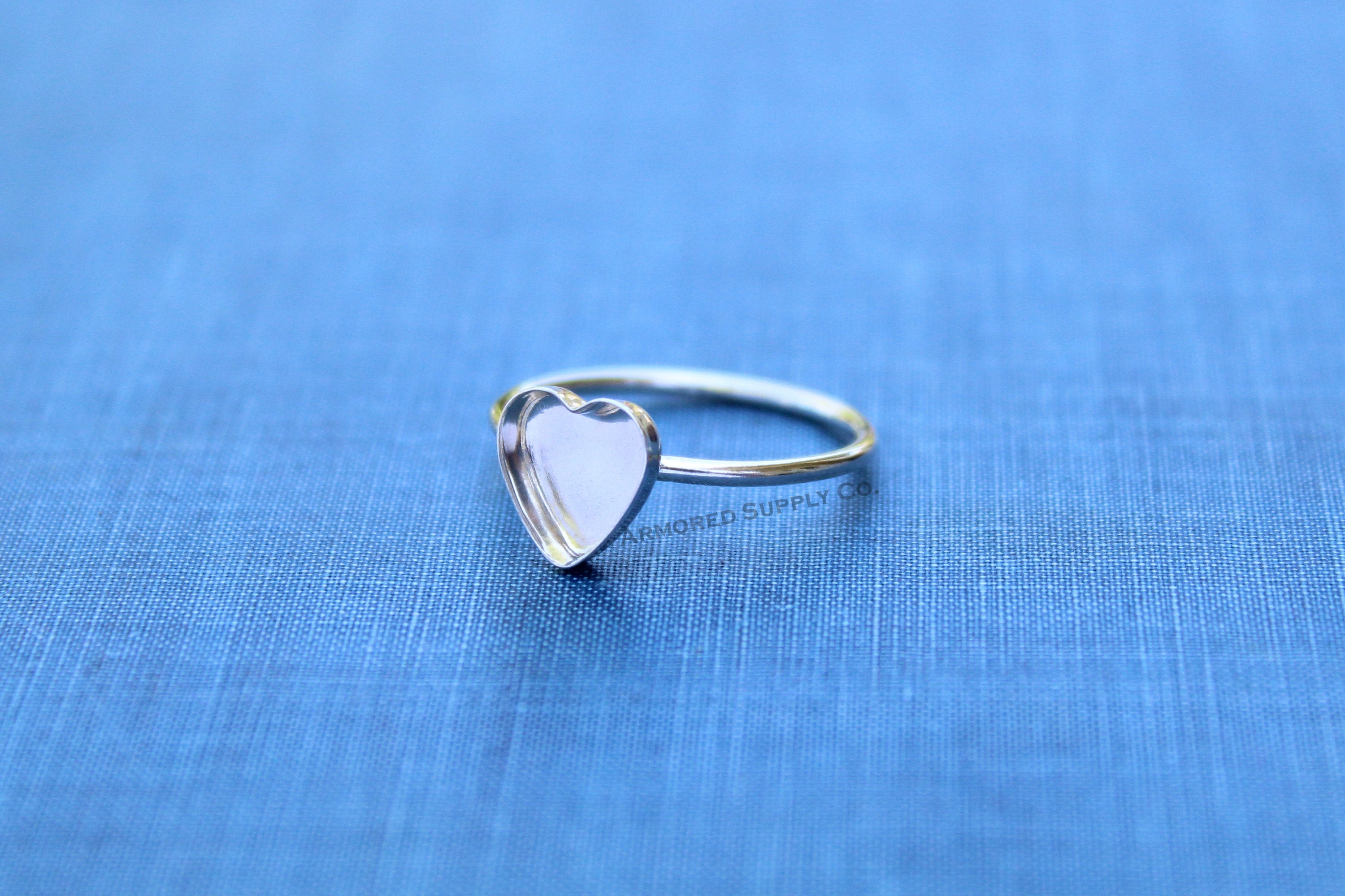 Silver 8mm 10mm 12mm Plain Heart Bezel Cup Ring blank, Heart Cabochon, Cab Pad Breast Milk, jewelry supplies, build ring, wholesale jewelry