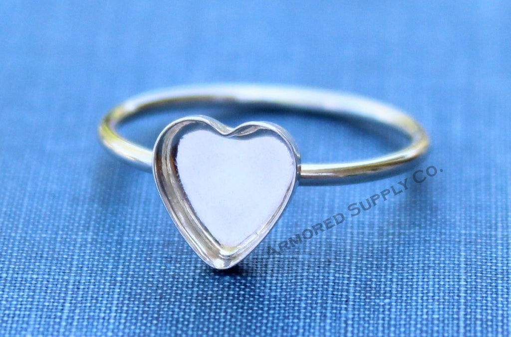 Silver 8mm 10mm 12mm Plain Heart Bezel Cup Ring blank, Heart Cabochon, Cab Pad Breast Milk, jewelry supplies, build ring, wholesale jewelry