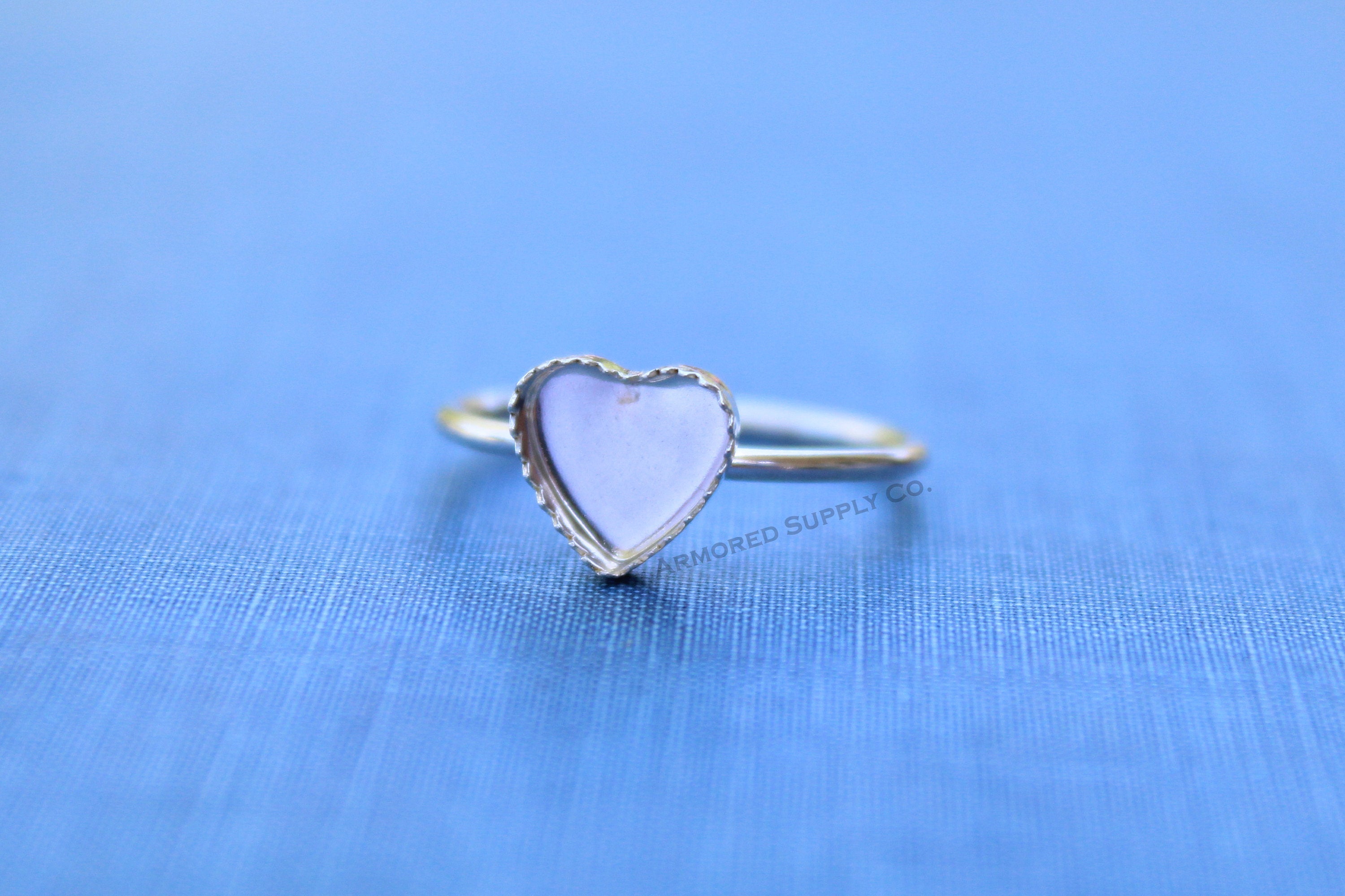 Silver 8mm 10mm 12mm Serrated Heart Bezel Cup Ring blank, Heart Cabochon, Pad Breast Milk, jewelry supplies, build ring, wholesale jewelry
