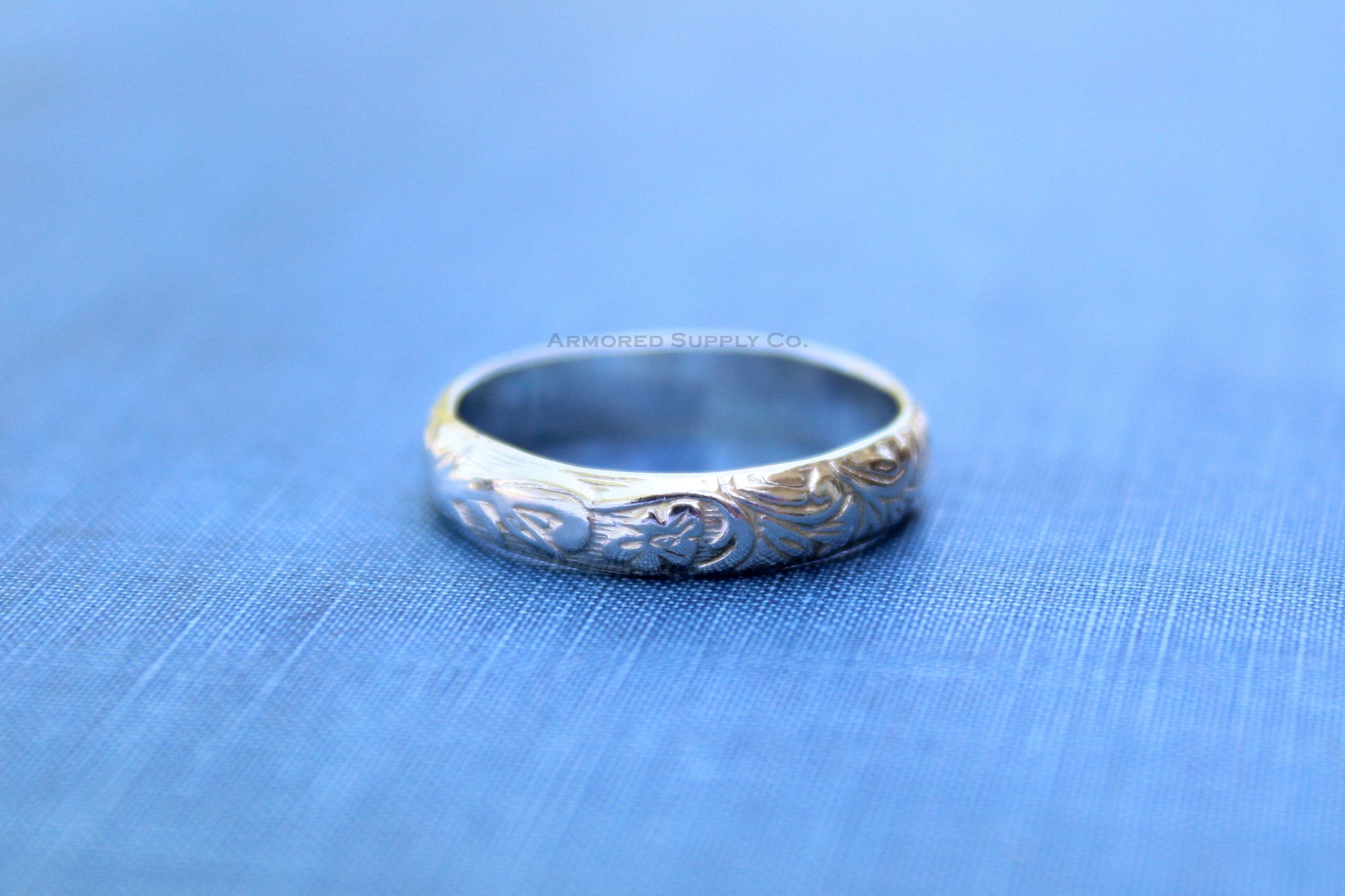 Floral #2 Stacking Ring, Sterling Silver Stacker Ring, Wholesale Ring, Blank Band Ring, Silver Ring, Design Your Ring, DIY Jewelry, Gold