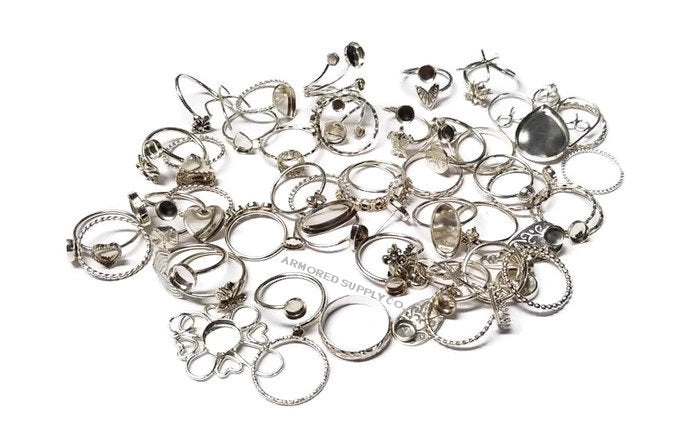 MYSTERY GRAB BAG, Silver Ring Setting, Bezel Ring, Jewelry Setting, Bezel Ring, Claw Setting, Claw Ring, Claw Pendant, Oval Bezel Settings