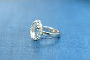 Crown Pear Tear Drop Bezel Cup Ring blank, Half Round Ring Band, Cabochon Bezel, DIY Ring jewelry supplies, build ring, wholesale jewelry