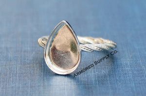 Plain Pear Tear Drop Bezel Cup Ring blank, Cabochon Bezel, cab Resin, Breast Milk, DIY jewelry supplies, build ring, wholesale jewelry
