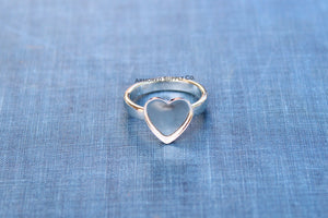 Heart Bezel Cup Ring blank, Half Round Ring Band, Cabochon Bezel, Breast Milk DIY Ring, DIY jewelry supplies, build ring, wholesale jewelry