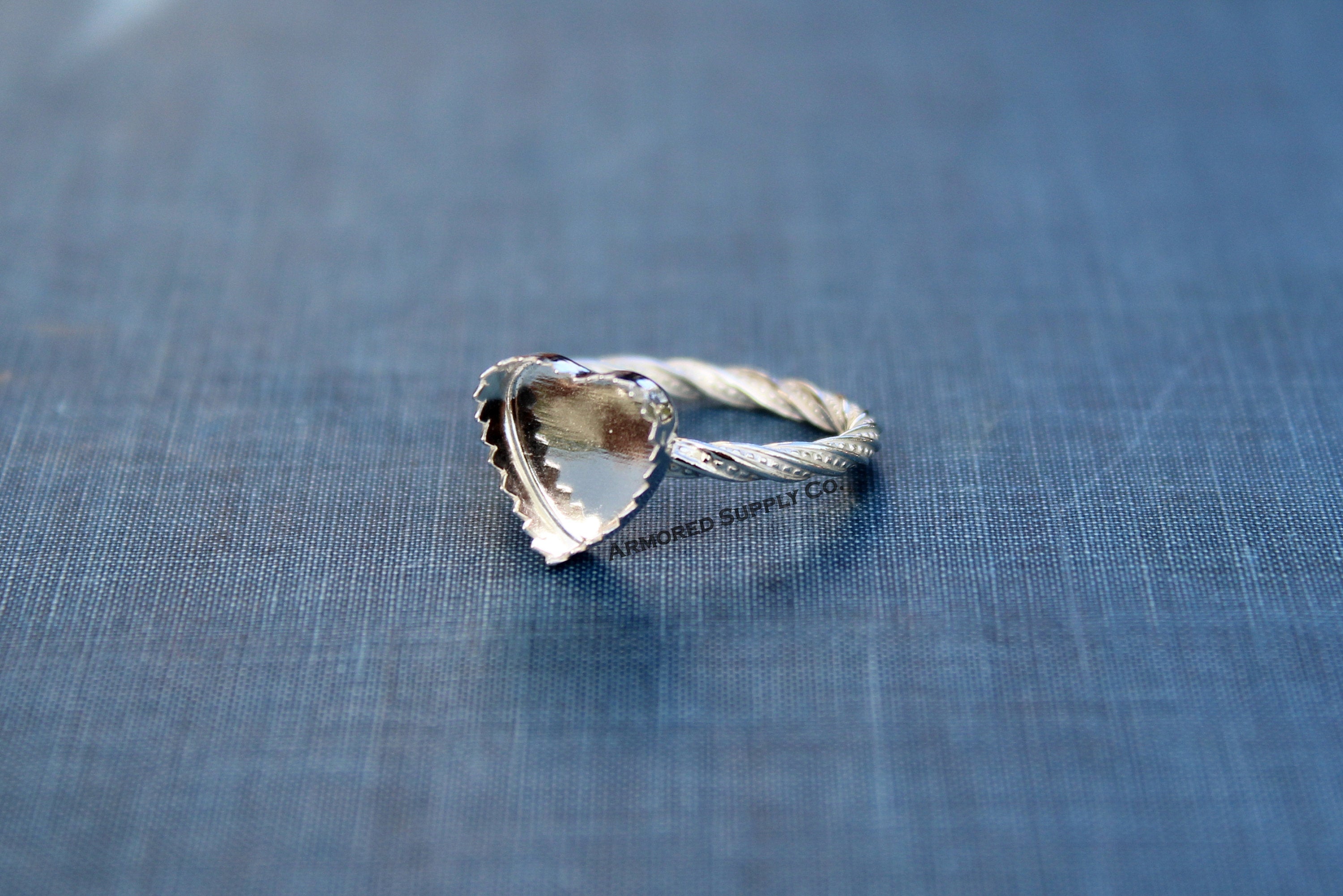 Sterling Silver Heart Bezel Cup Dotted Ring blank, Heart Cabochon, Cab Pad Breast Milk, jewelry supplies, build your ring, wholesale jewelry